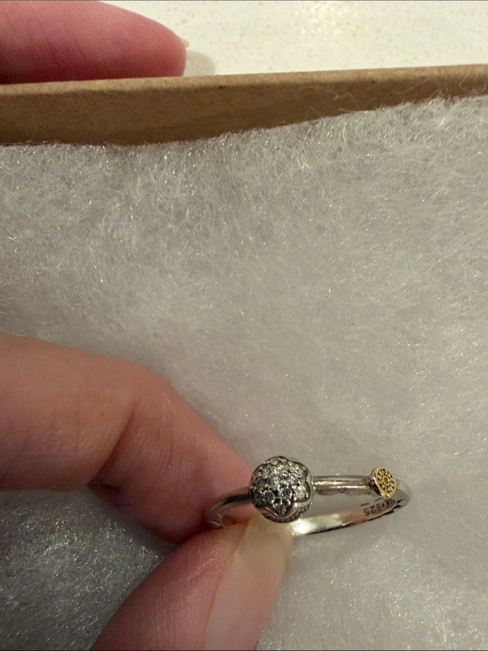 Tacori Dew Drop Diamond Ring 18K/925 Sterling Silver Size 7 SR210